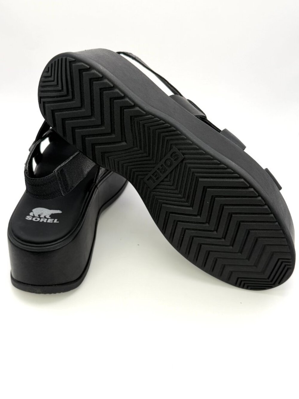 SOREL Dayspring Black Leather Platform Wedge Slingback Sandals Women’s 9.5 NIB - Picture 10 of 13